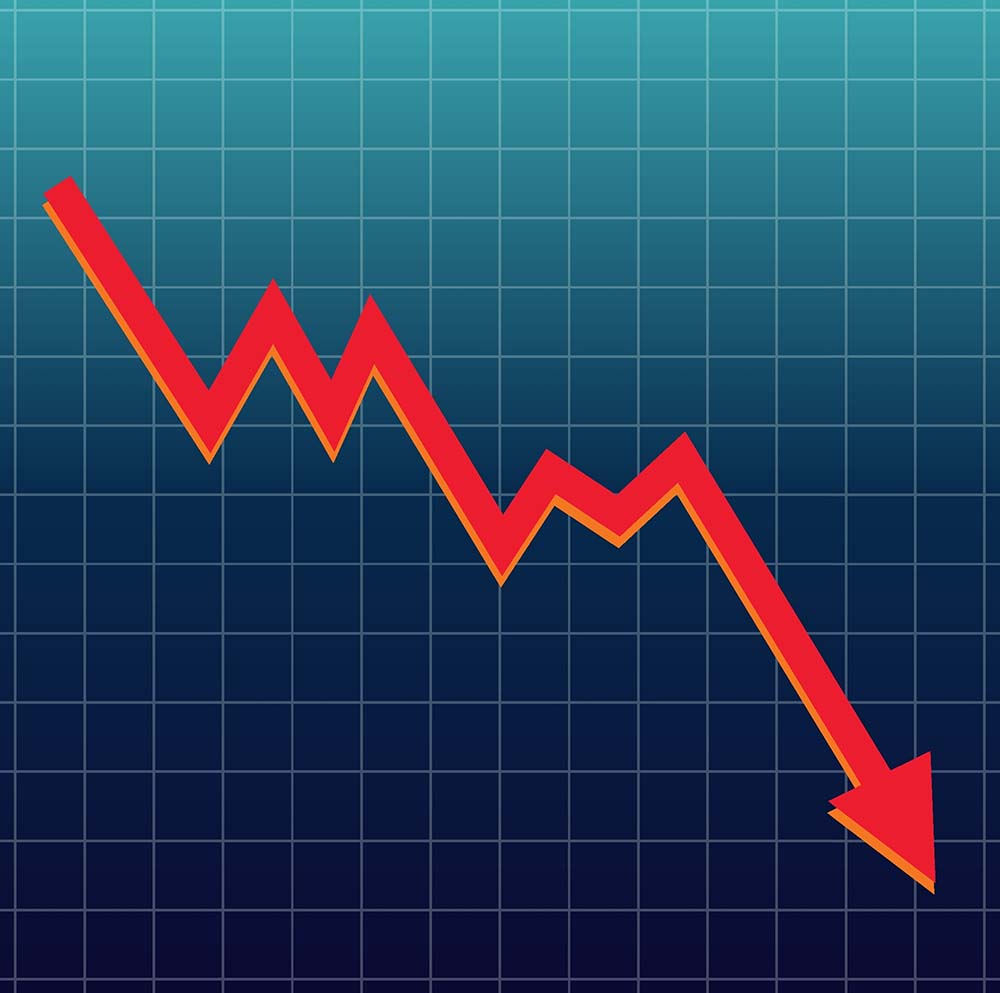 red downward arrow graph